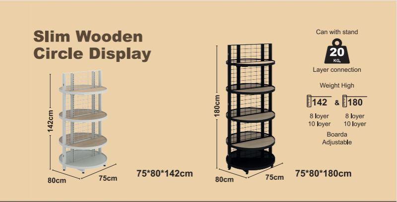 Pwodwi pou Telefòn Slim Wooden Circle Display